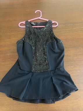 bebe Black Sequin Peplum top